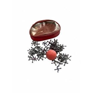 Vintage Metal 65 Piece Jacks Game Set With Red Pouch
